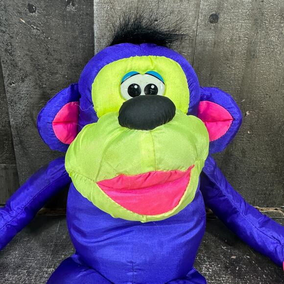 Fisher Price 1994 Puffalump Blue Chattering Chimp Monkey Stuffed Animal Plush - Picture 9 of 9